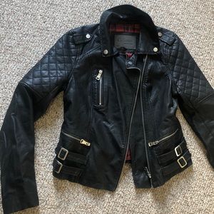 Leather Jacket with zipper and buckle detailing